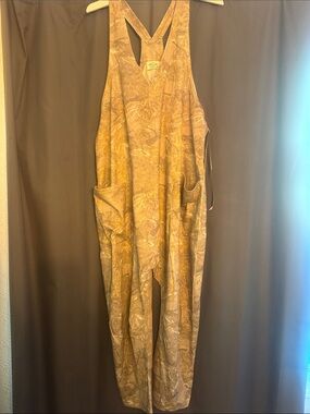 Relaxed Pocket Jumpsuit in Mustard Print